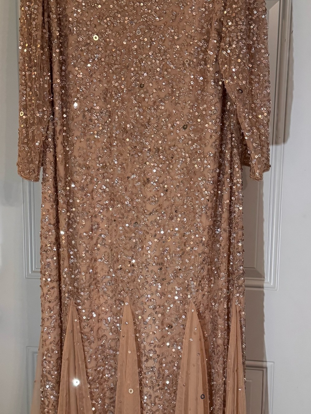 Woman’s Sequin Embellished Peach/Tan Dress